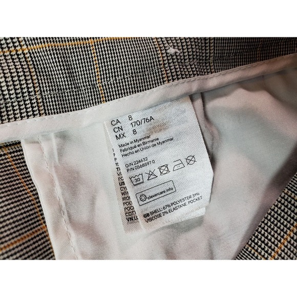 H&M Dress Pants Womens Size 8 Multi Plaid Polyester Straight Leg Flat Front - Picture 9 of 9